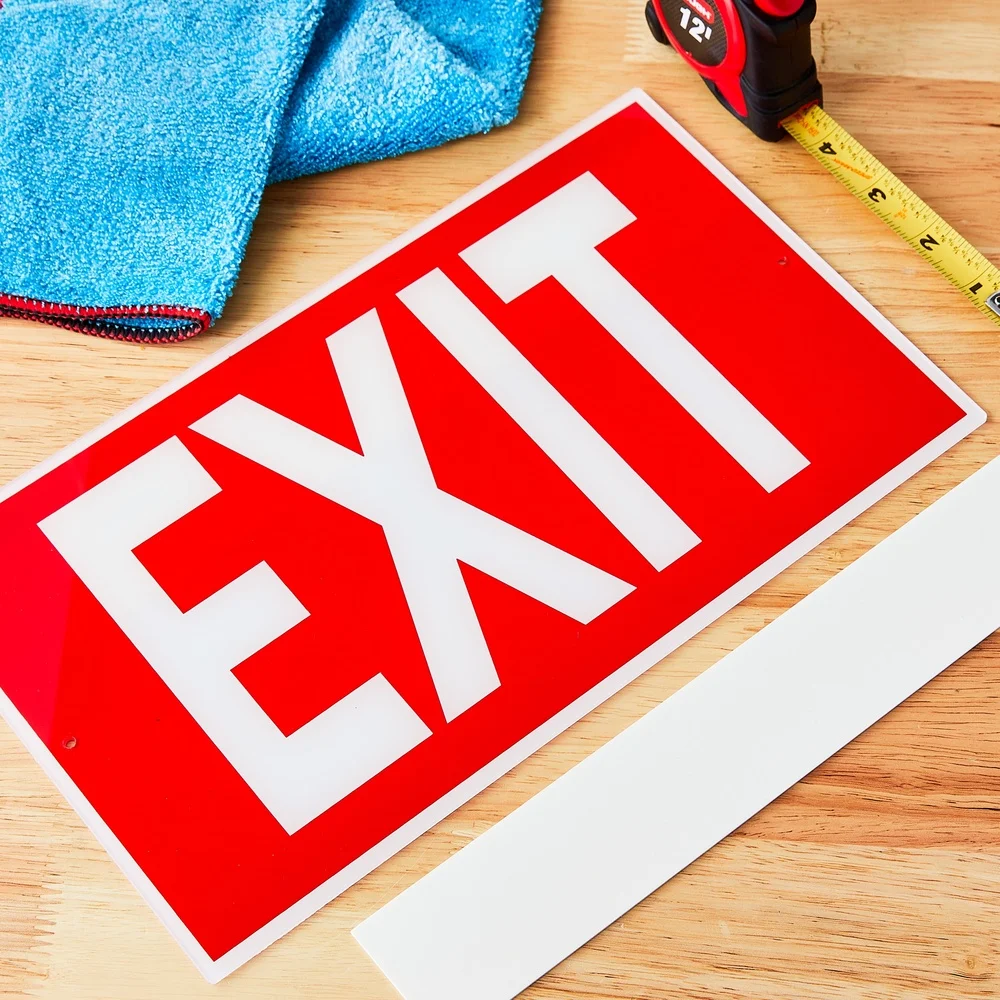 3 Pack 7x12 Inch Durable Acrylic Exit Sign High Visibility Red with White Text Emergency Use Impact Resistant