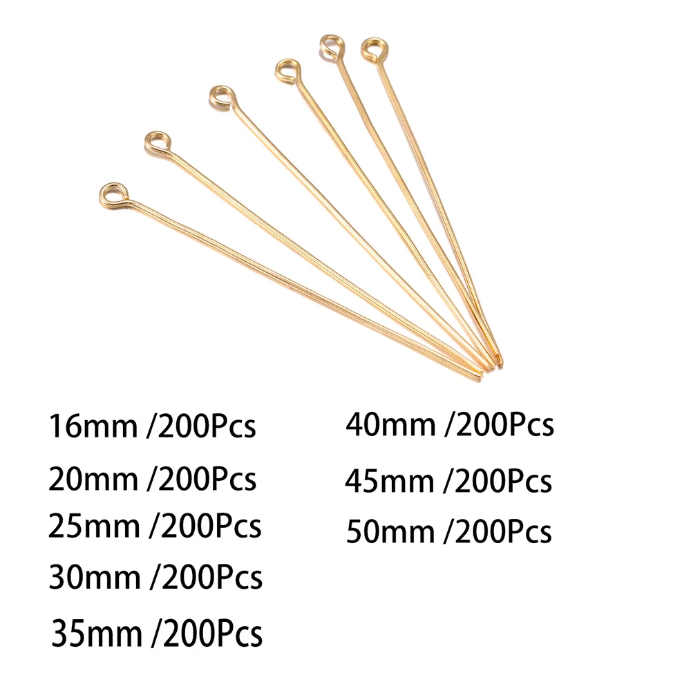 200Pcs/lot 10-50mm Flat Head Ball Head Eye Head Pins Connectors For Necklace Pendant DIY Jewelry Making Accessories Supplies