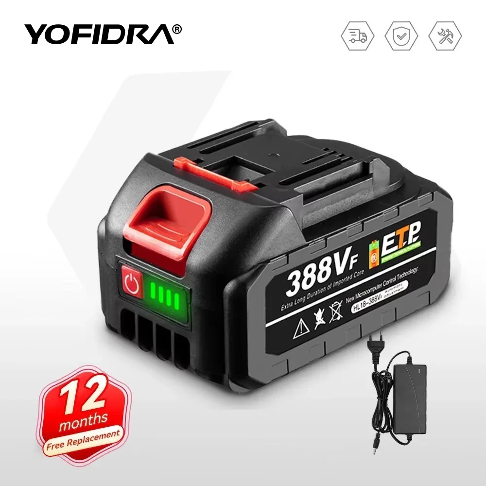 YOFIDRA 충전식 리튬 이온 배터리 – 7500mAh에서 22500mAh 대용량 전동 공구용 교체 배터리 (드릴, 렌치, 송풍기 호환)