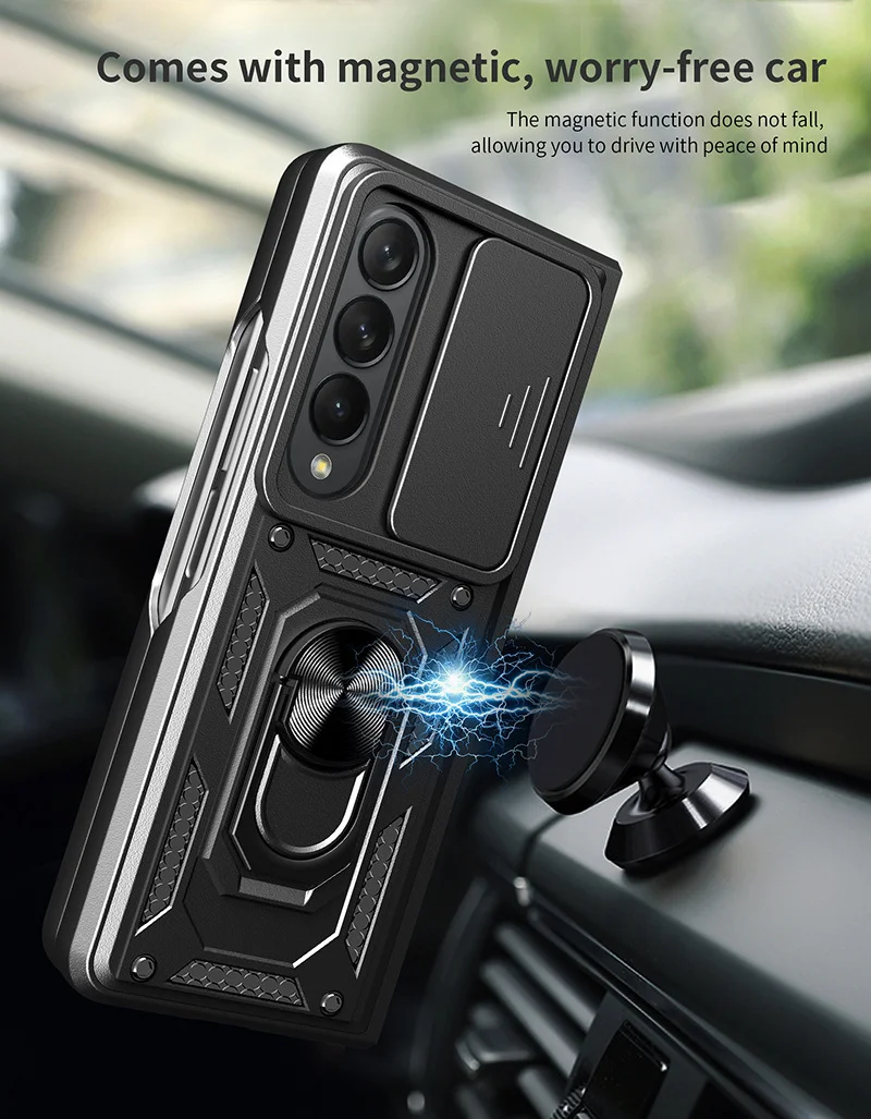 Cases For Samsung Galaxy Z Fold 5 4 3 Z Flip 5 4 3 Shockproof Armor Slide Camera Lens Protection Cover