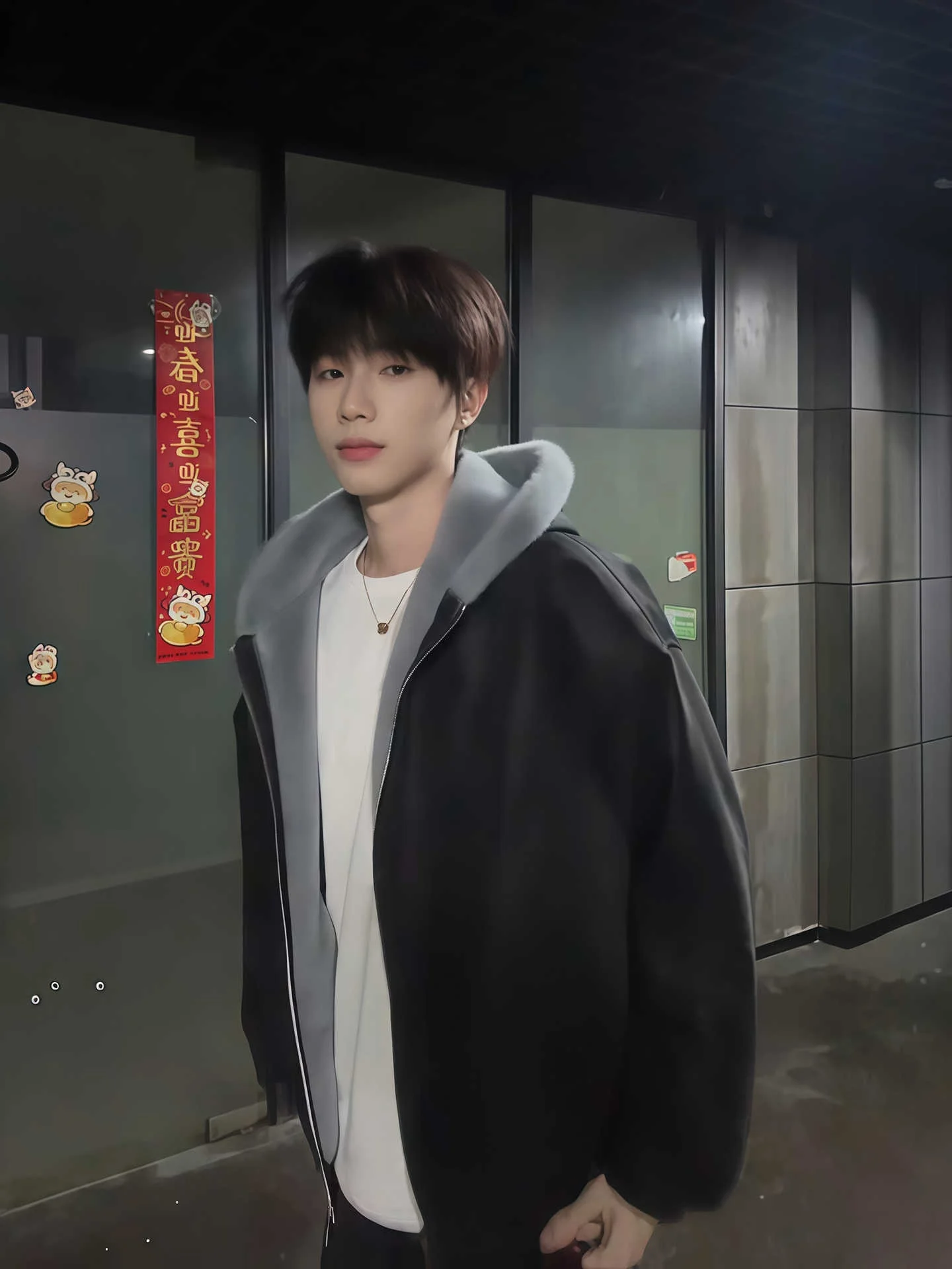 

Bla PU Leather Lamb Velvet Fce Lined Thiened Men's Cotton Jaet Winter Outerwear Youth Faion Travel Casual Zipper