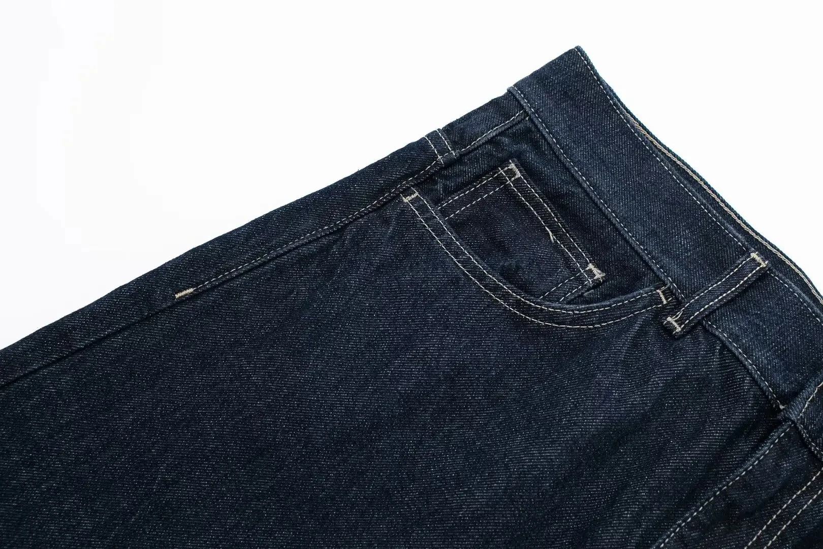 HH Damen Vintage Einfarbige Jeanshose mit Reißverschluss und Taschen, Modische Weite Lange Hose, Frühjahr/Herbst 2026, Lässige Party-Hose – Detail 5