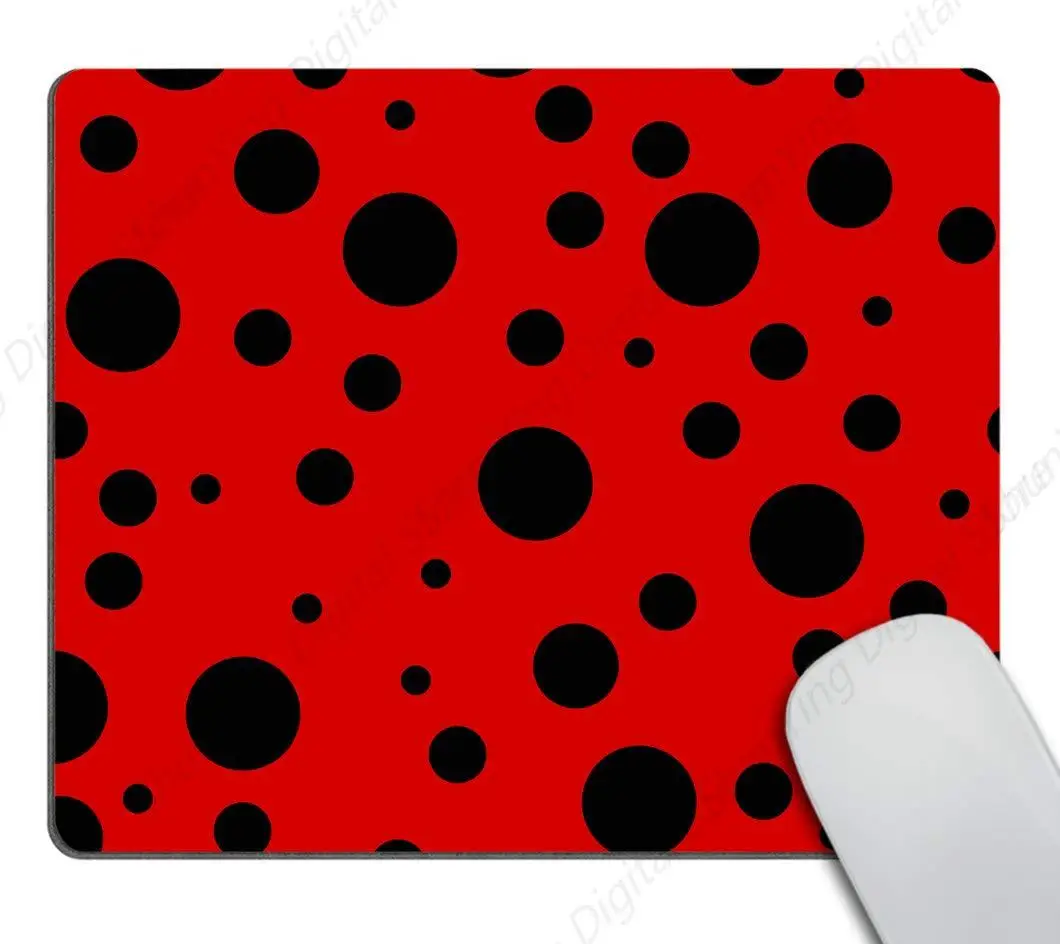 Insect Ladybug Mouse Pad With Red Black Dot Pattern Background Game Mouse Pad Anti Slip Suitable For Office And Home Use