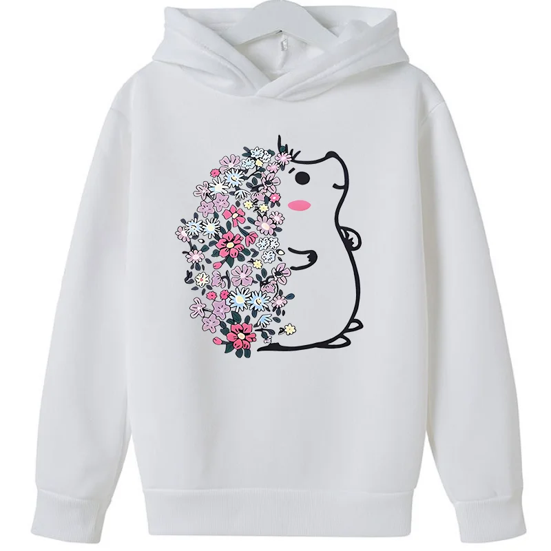 New Cute Hedgehog  Art Print Cute Sweatshirts Girls GYM Lover Birthday Gift Pink Top Thick Clothes Kids  Hooodie Sweater