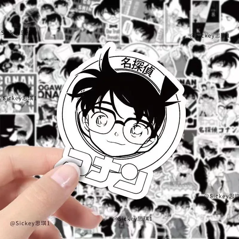 Zwart-wit detective Conan cartoon leuke stickers telefoonhoes waterfles waterdichte decoratieve stickers voor kinderen speelgoed