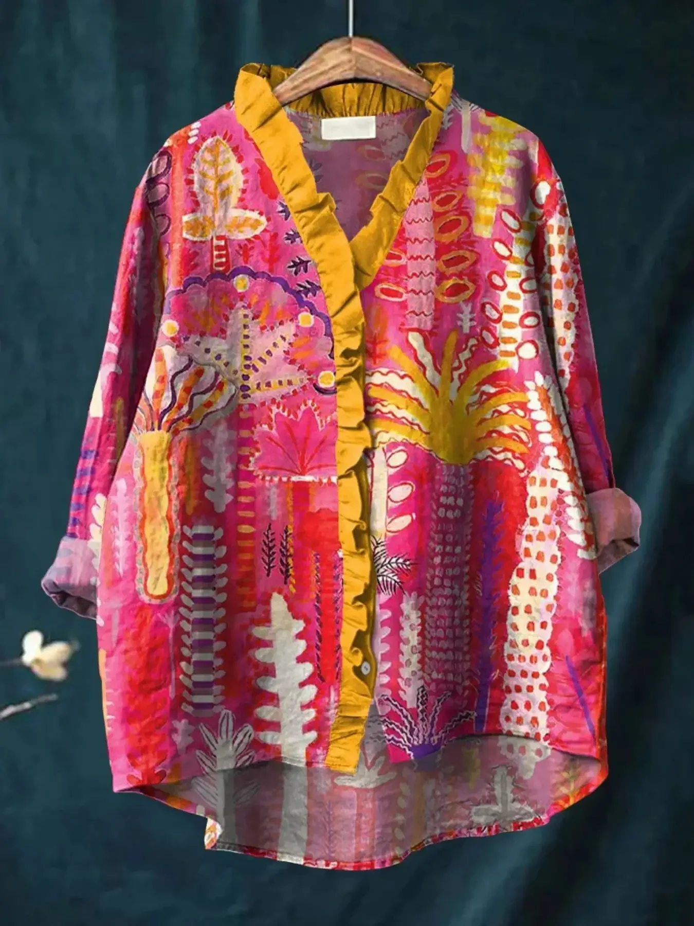 2026 new V-neck casual top, women's long sleeved lace shirt, Comfortable large spring and autumn tops