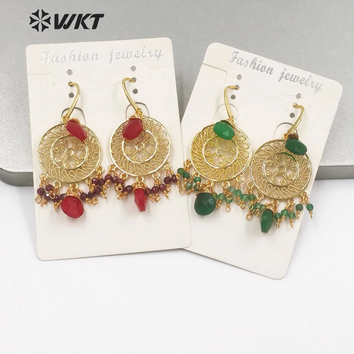 

WKT-E695 WKT New Arrival Exquisite Pattern Earrings With Gold plated Natural Stone For Women Wedding Jewelry Gift Wholesale
