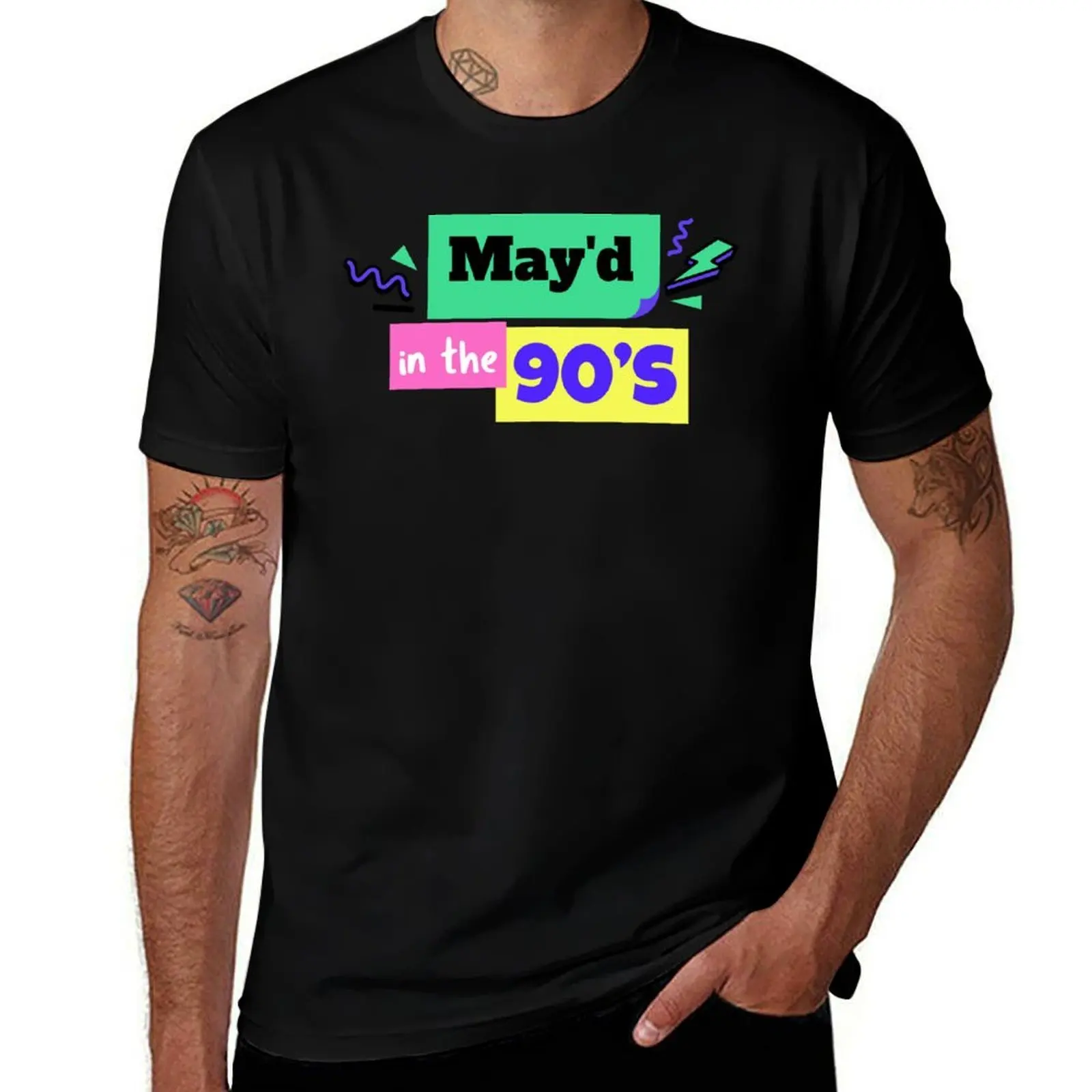 

Футболка MAY'D IN THE 80'S & 90'S BIRTHDAY CELEBRANT, летние топы, футболка в стиле аниме, синяя арховатая мужская одежда