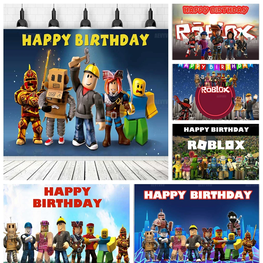 R-Roblox حفلة عيد ميلاد خلفية كابينة تصوير خلفية راية أطفال الأطفال استحمام الطفل ديكور مخصص التصوير استوديو الدعائم #1