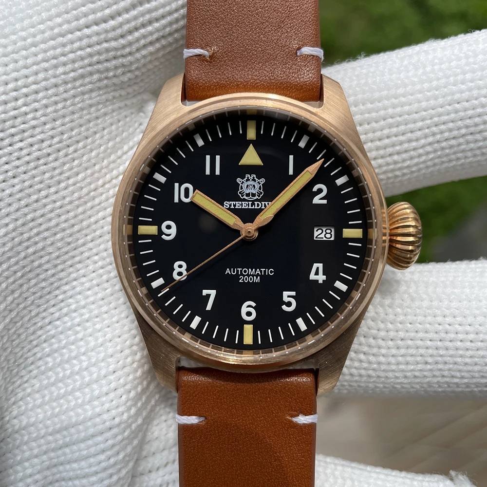 STEELDIVE Official Direct Sale SD1928S Mens Solid CuSn8 Bronze Watch 200 Meters Waterproof Sapphire Mirror Luminous Diving Watch view 6