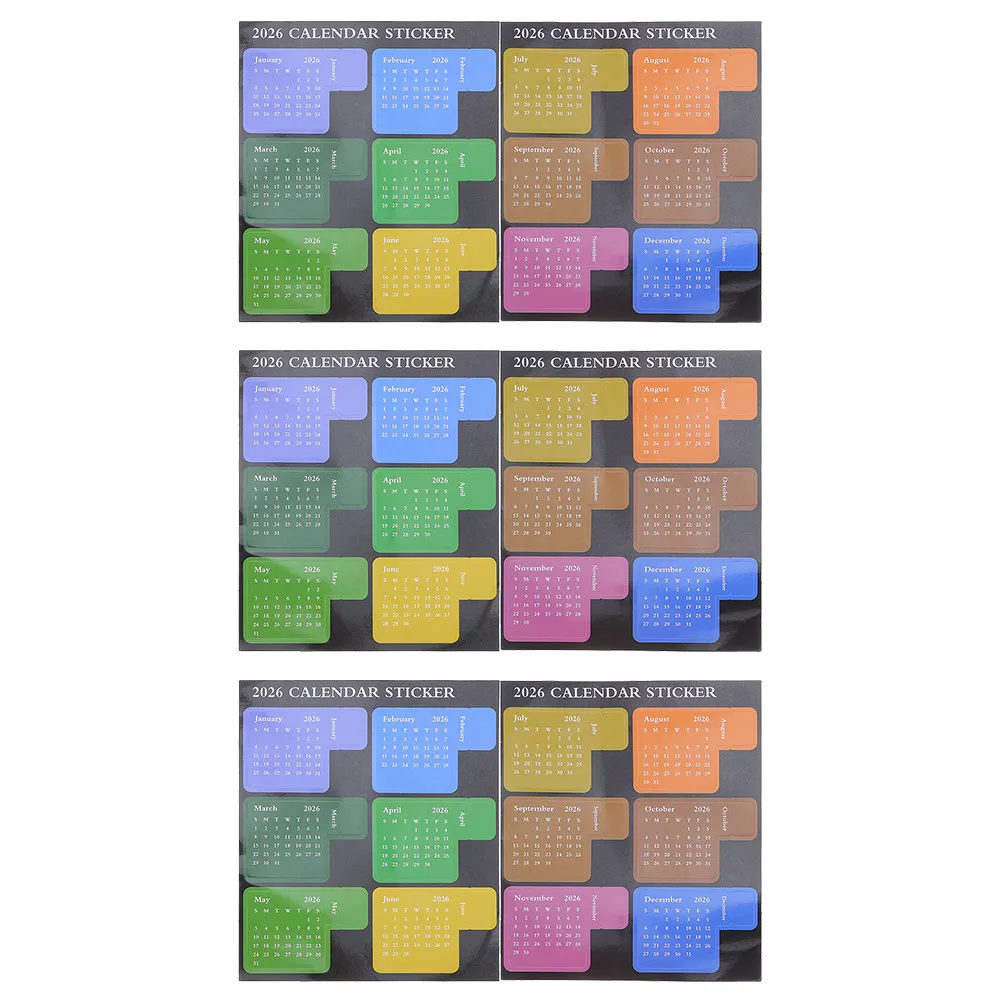 

6Pcs 2026 Monthly Calendar Decals Adhesive Planner Tabs Index Dividers for Notebooks Diaries Scrapbooks Portable Daily Planning