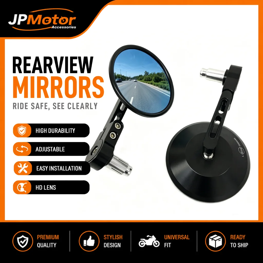 Anti-glare CNC Bar End Mirror for Motorcycle, Foldable Convex Wide Angle Rearview Mirror Universal