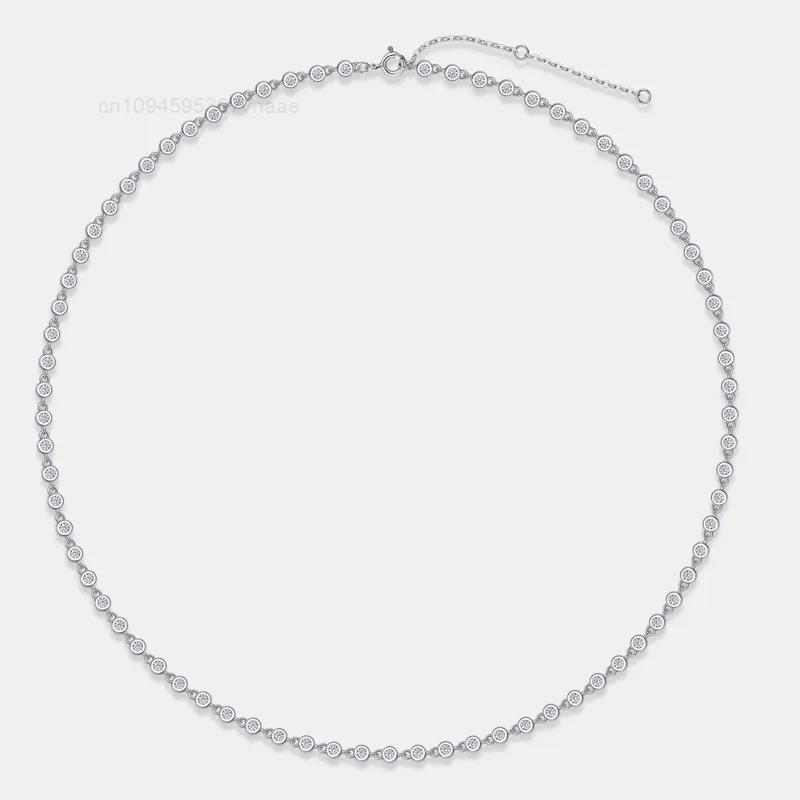 Custom Elegant Women Fine Jewelry 925 Sterling Silver Moissanite Tennis Chain Necklace Women Engagement Necklace