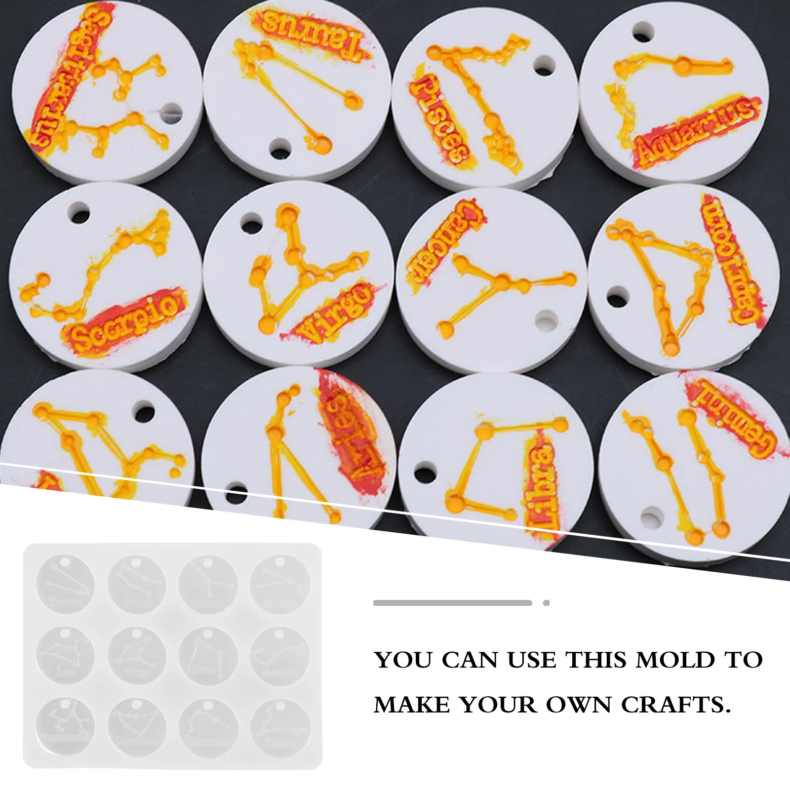 

Zodiac Constellation Silicone Mold DIY Necklace Pendant Making Crafts 12 Signs Easy Release Jewelry Accessories