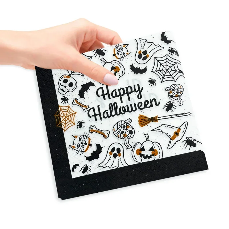 Halloween Spooky Bat Tissue Cocktail Napkins Food Grade Printed Tissue Paper Paper Napkins Napkins Decoupage 20pcs