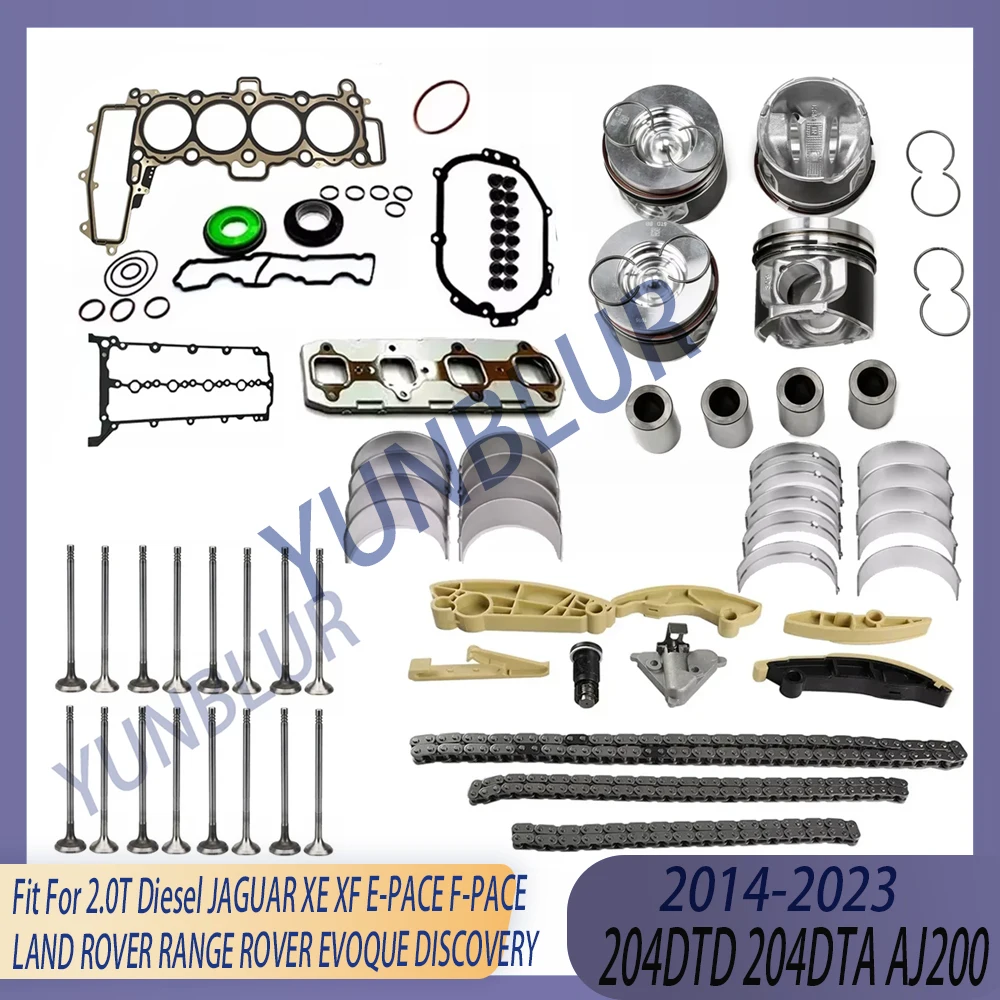 STD 0.5 Piston Full Gasket Bearing Set Timing Chain Valve Kit Fit 2.0 L Diesel 204DTD 204DTA For JAGUAR LAND ROVER RANGE ROVER