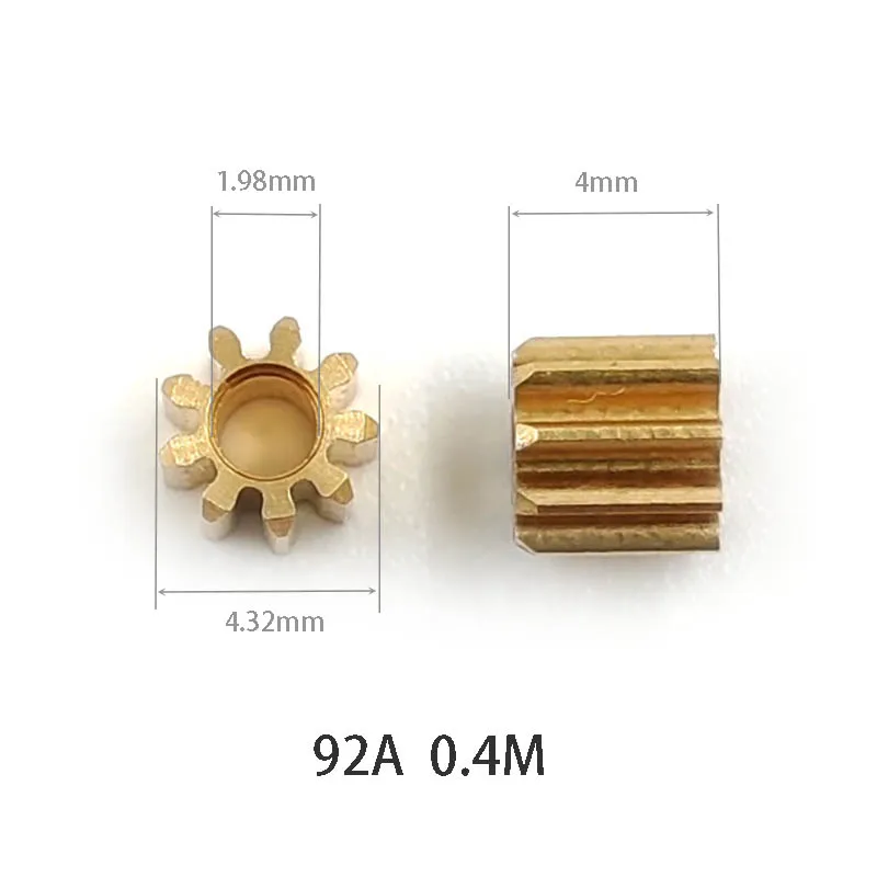 92A / 91.5A 0.4M Copper Pinion Gear 9 Teeth 2mm 1.5mm Shaft Metal Gears Motor Parts Accessory 10pcs/lot