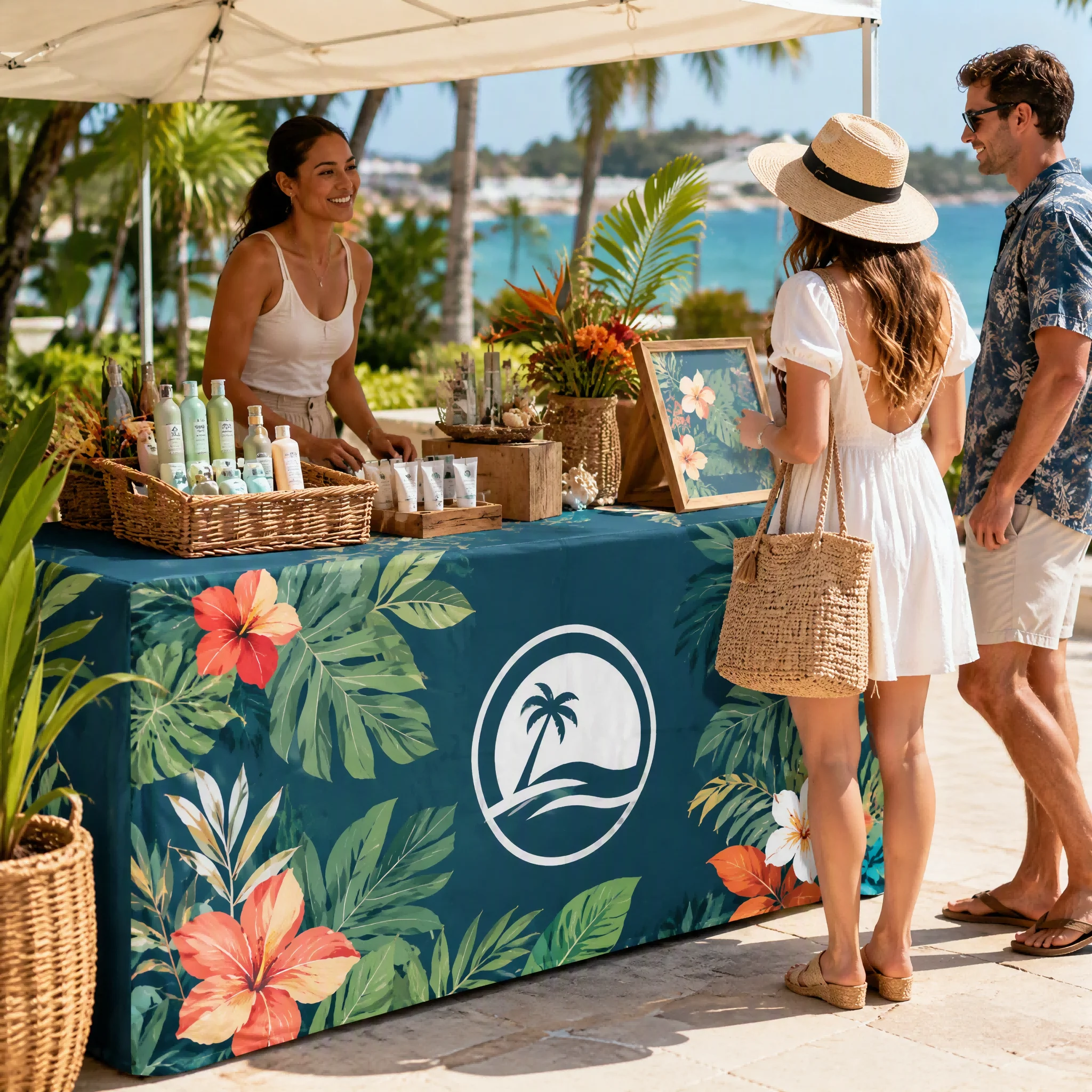 Custom Personalized Folding Table Cover Tablecloth with Logo Printed Portable Trade Show Booth Cover Outdoor Market Vendor Displ