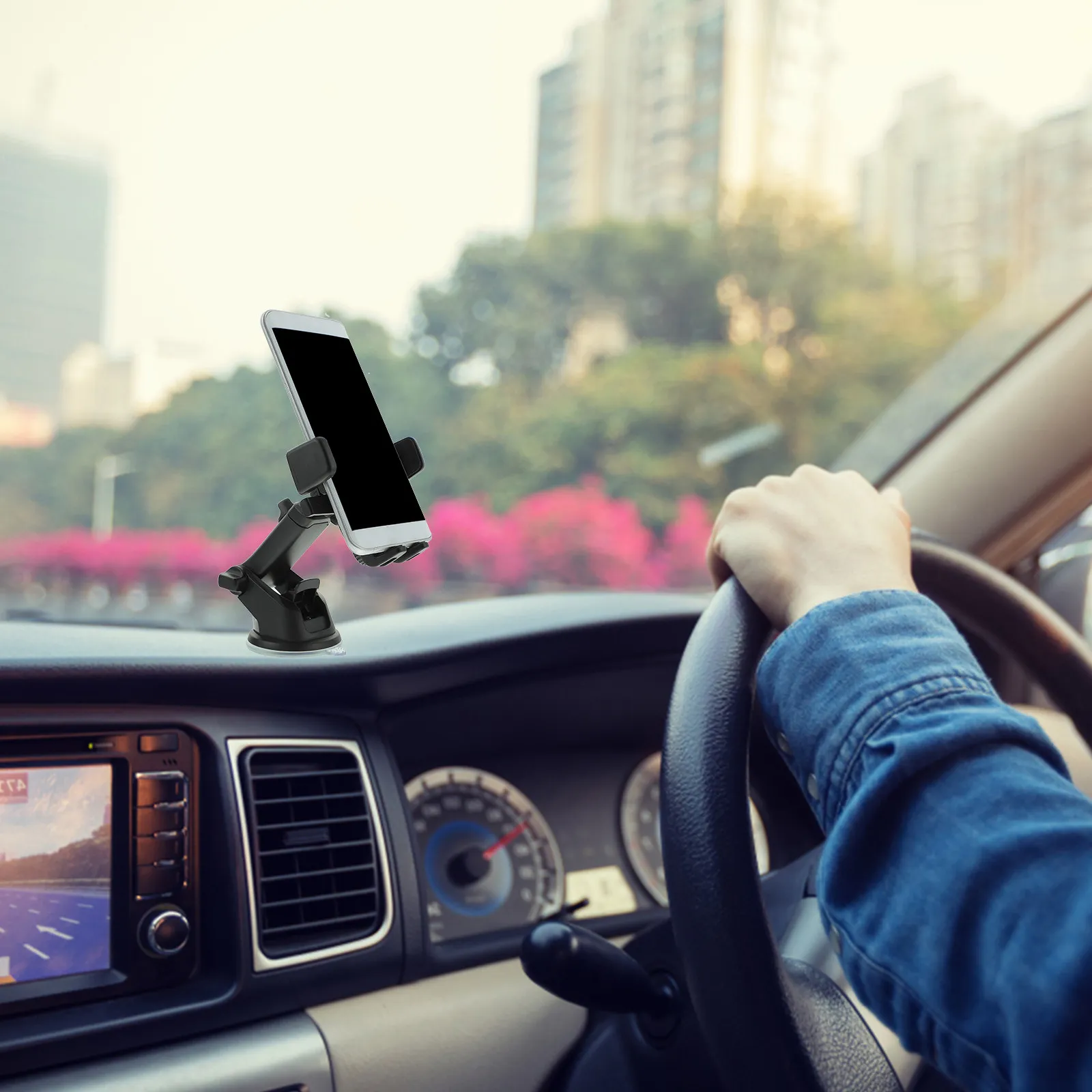 Car Suction Phone Holder Mount for All Smartphones ABS Aluminum Alloy Retractable One-Handed Adjustable Car Mount Phone Holder