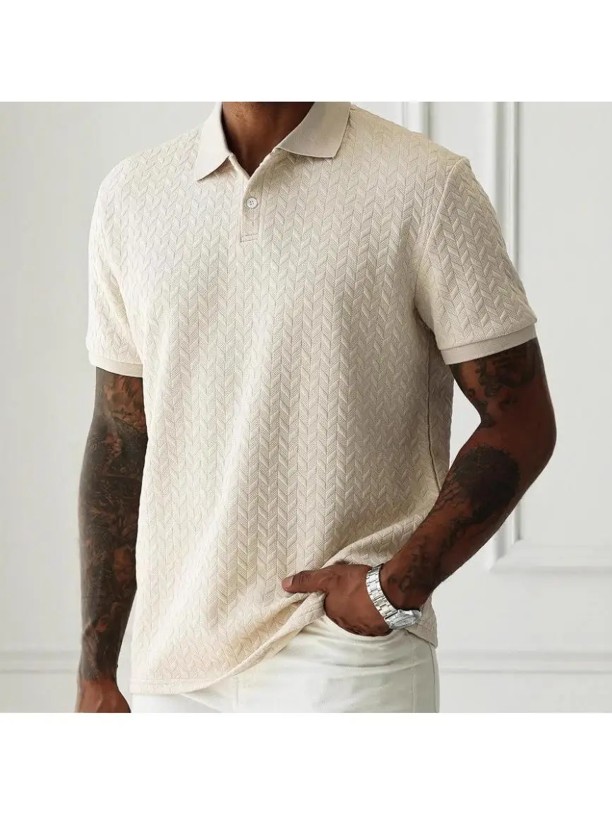 Men's Pure Color Collar Short Sleeve Shirt Casual Daily Front Button Loose Fit Polyester Fiber Ordinary Thickness Spring Season