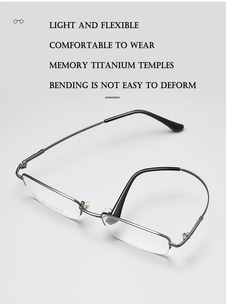 2022 neue Männer Halb Randlose Frame Brille Optische Brillen Hohe Qualität Halb Rand Mann Brillen mit Rezept Männlichen Specs – Detail 3