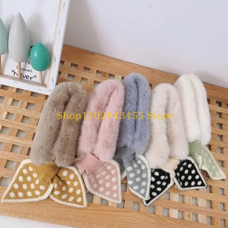 49MC أفخم الرقبة ScarvesFalse طوق الاطفال فو الفراء طوق وشاح الصوف طوق البولكا نقطة ربطة القوس فيونكة منديل وشاح الماس شبكة #4