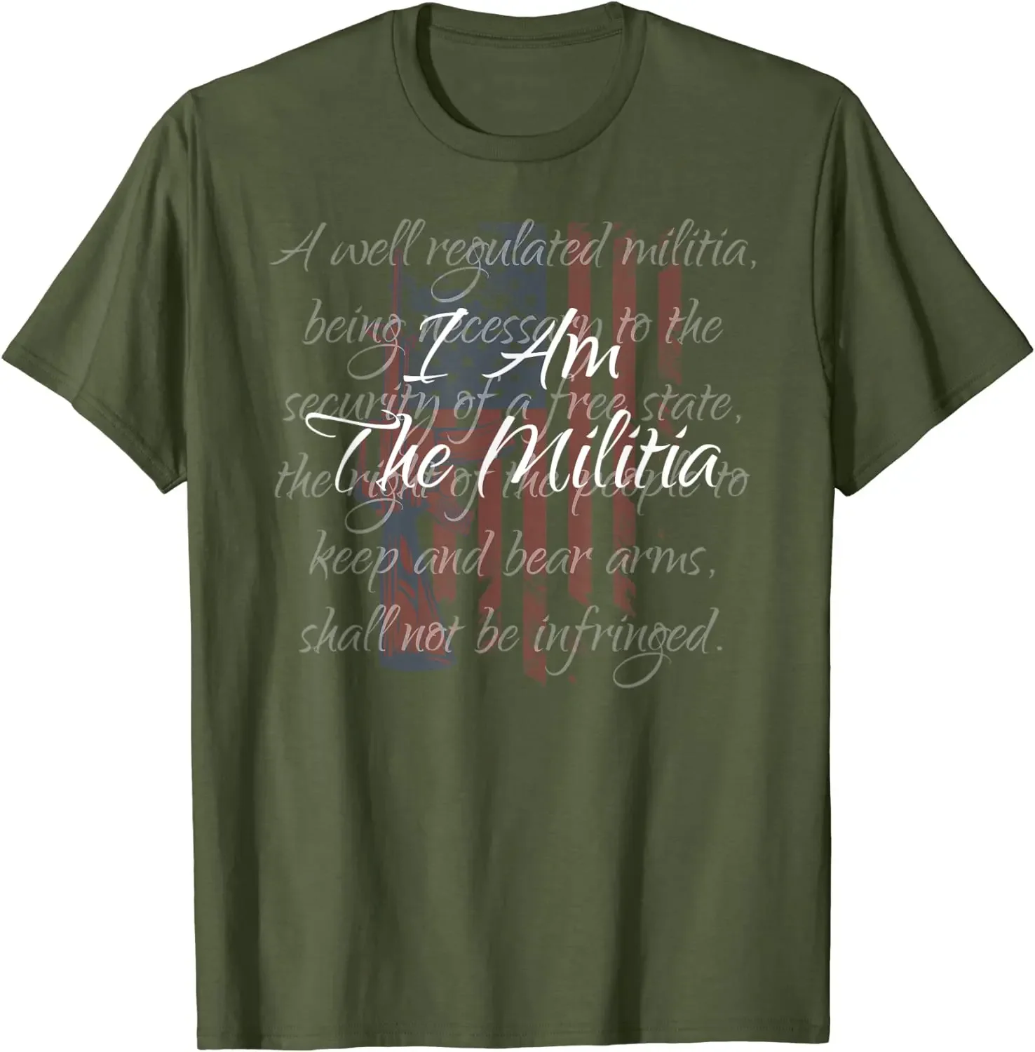 I Am The Militia Proud American Flag 2nd Amendment T-Shirt 100% Cotton O-Neck Summer Short Sleeve Casual Mens T-shirt Size S-3XL