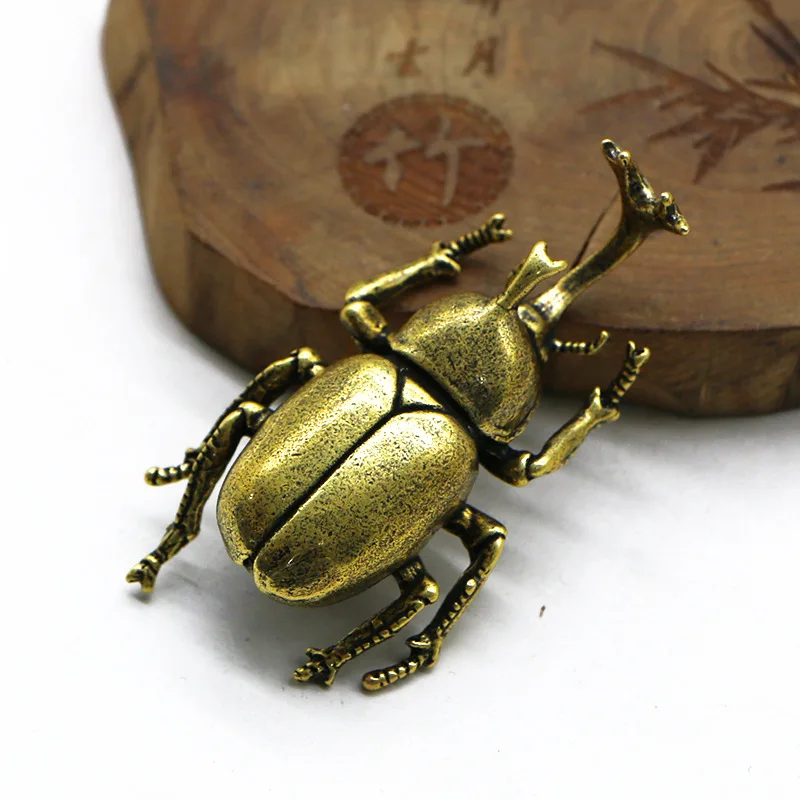 1/3Pcs Brass Beetle Tea Ceremony Tea Pet Ornament