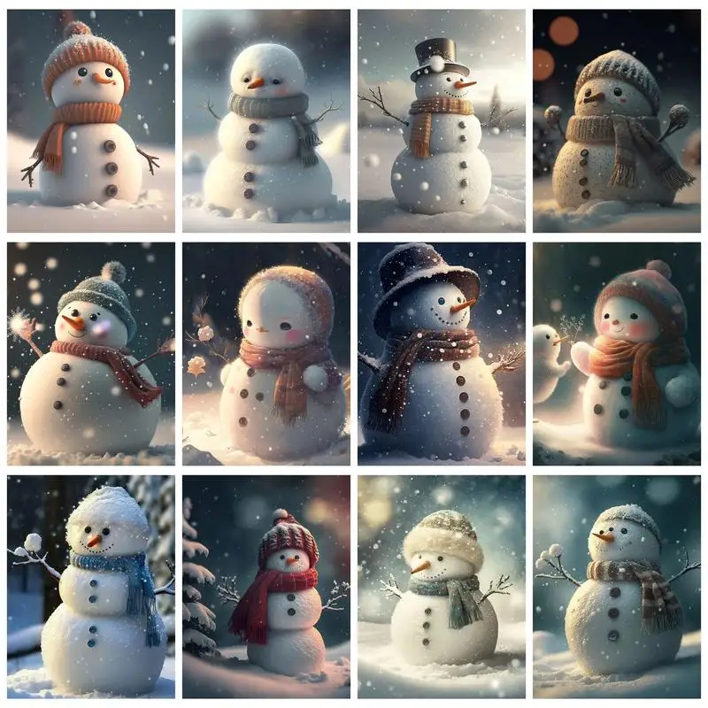 

CHENISTORY Diy Painting By Numbers Crafts Snowman Pictrues By Numbers Handicraft Acrylic Paint Room Decors Diy Gift For Adults