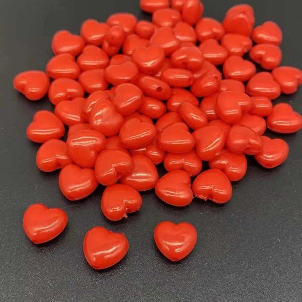 20Pcs/Lot 17mm Loose Spacer Beads Acrylic 2.5mm Aperture Heart Shape Beads Smooth Surface Solid Color Charm Beads