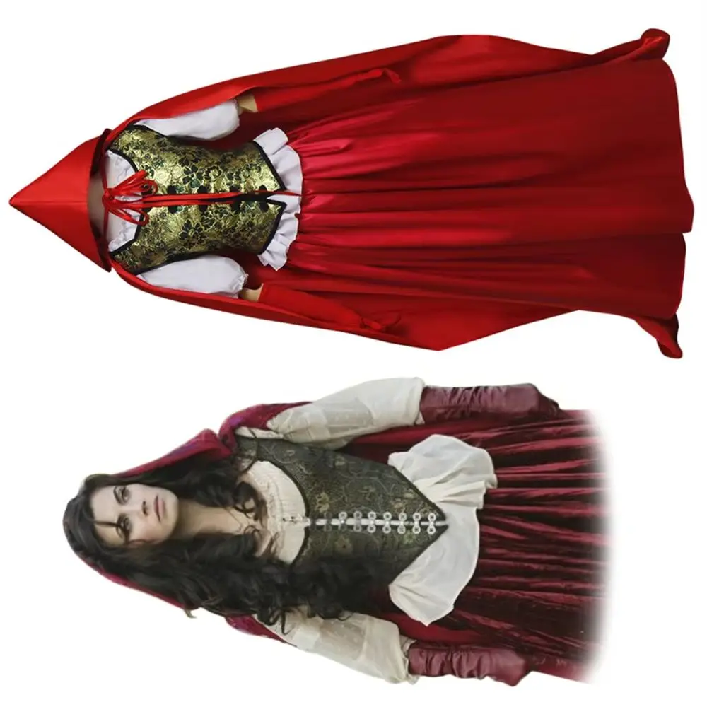 

TV Little Red Riding Hood Cosplay Once Upon a Time Costume Women Medieval Suit with Cloak Halloween Carnival Outfits