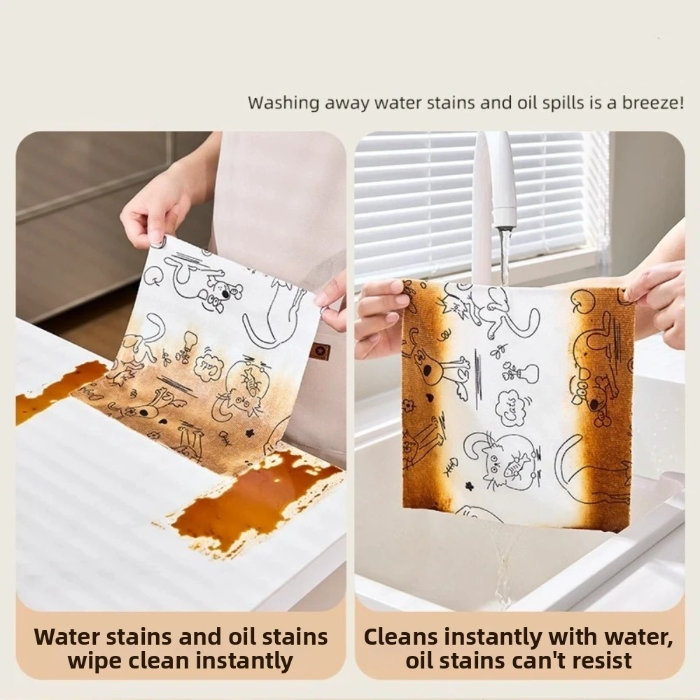20pcs/roll Reusable Microfiber Cleaning Wipes High Absorbency Multi-Purpose Kitchen Towels Durable Washable Cleaning Rag