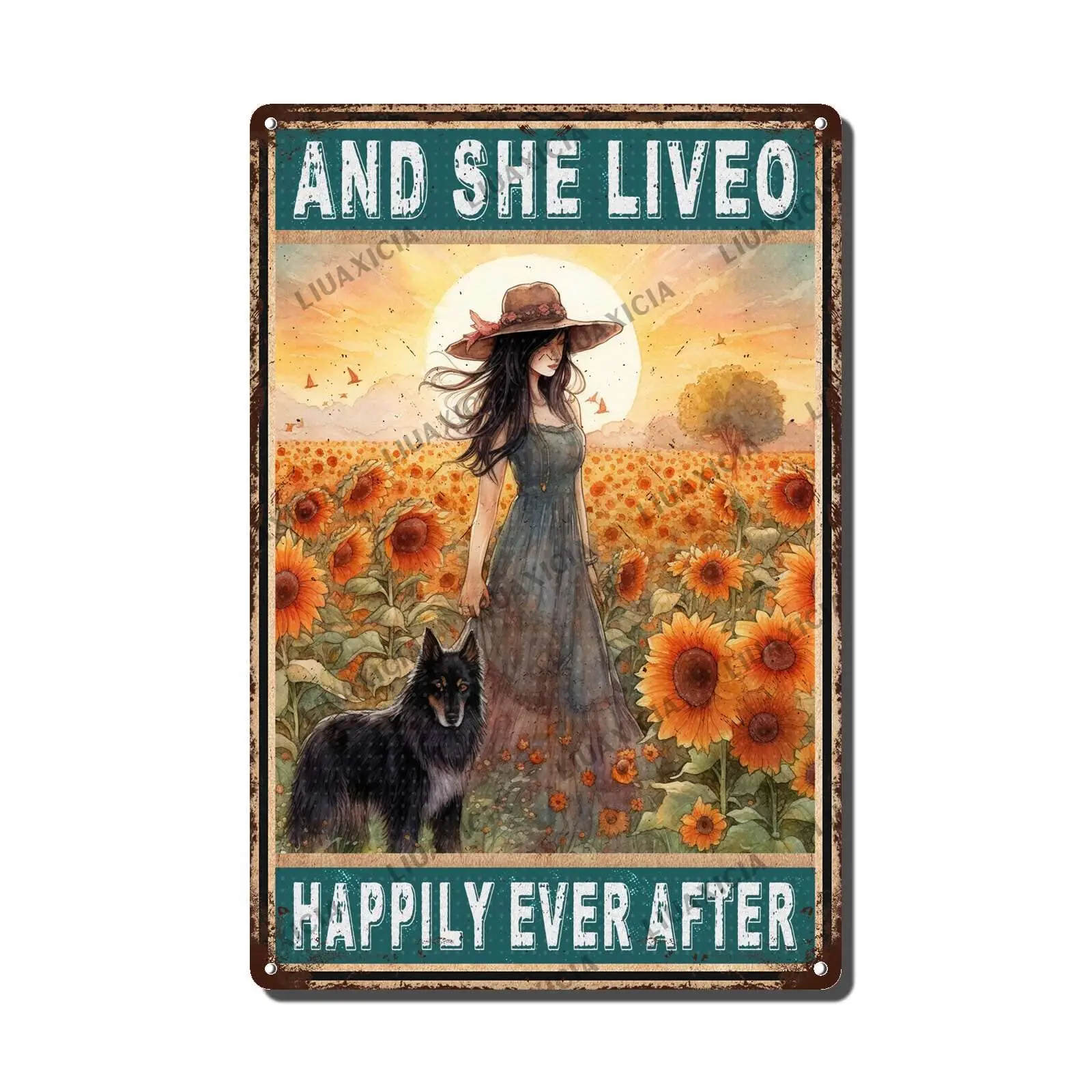 Retro Metal Tin Signs Vintage And She Lived Happily Ever After Gardening Metel Tin Signs Cafes Bathroom Office Store Pubs C sign