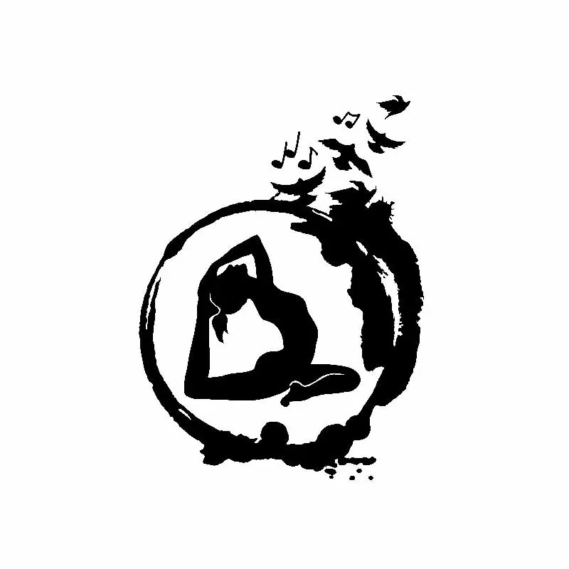 

Yoga Zen Circle Meditation Bird Car Decal Car Decoration Personality PVC Car Window Waterproof Sticker Black/White, 18cm*13cm