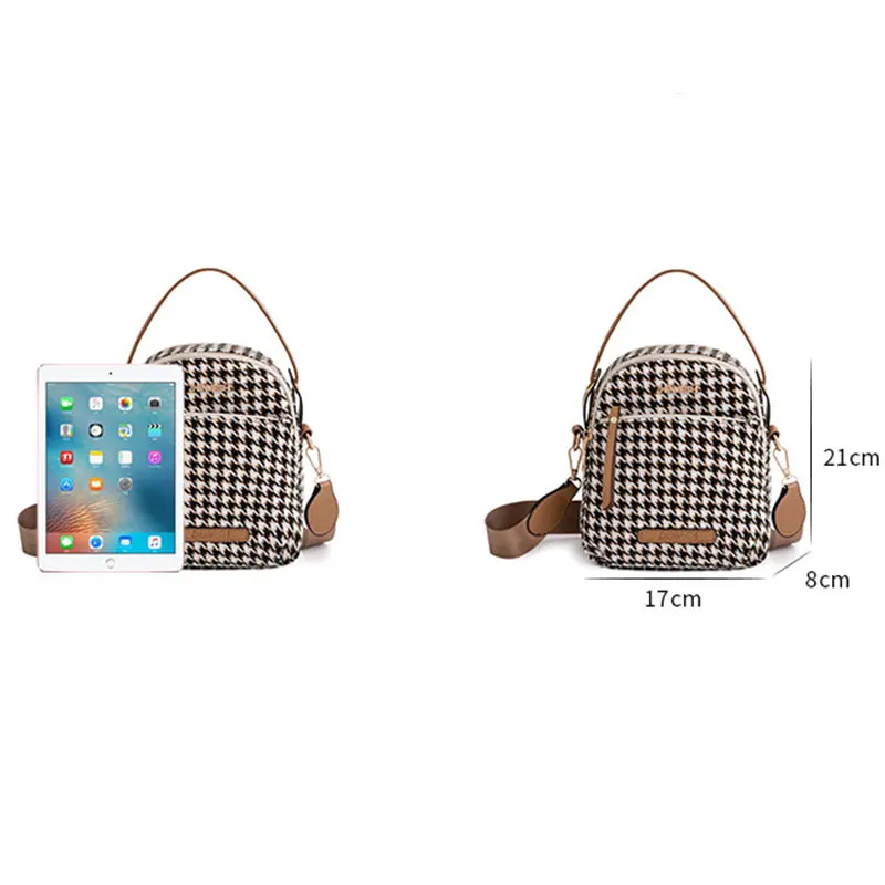 Women Bag Canvas Casual Bag for Woman Houndstooth Shoulder Bag Brand Lady Messenger Designer New Popular Shoulder Crossbody 2023