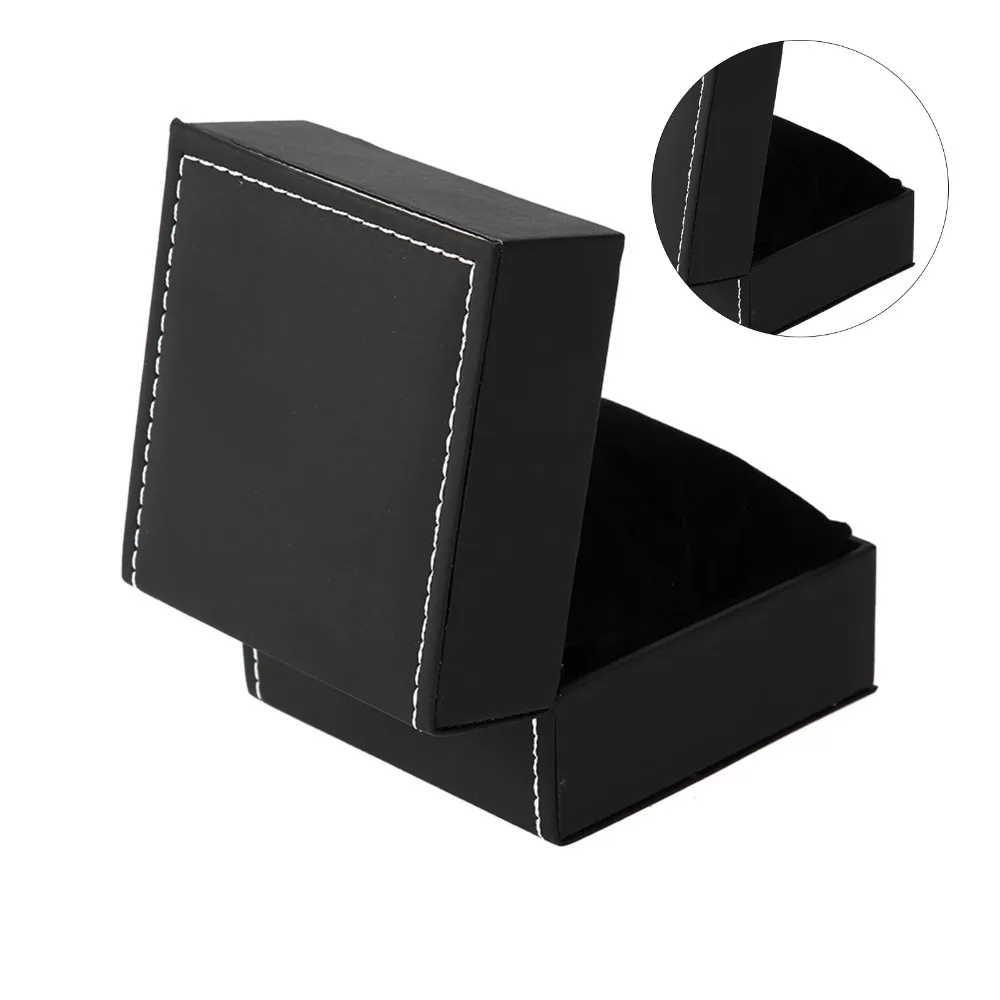 PU Leather Watch Holder Matte Black Cushion Included Wristwatch Display Case Removable Pillow Watch Display Case Present Storage