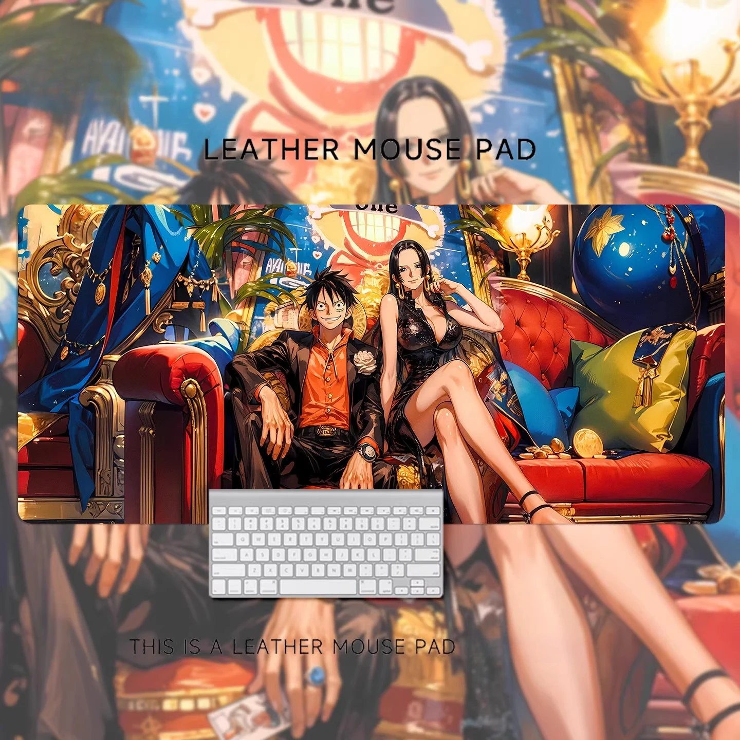 

Высококачественный кожаный коврик для мыши с принтом ONE PIECE, большой, с изображением анимационного персонажа Луффи, для компьютерного стола, рабочей станции, нескользящий коврик