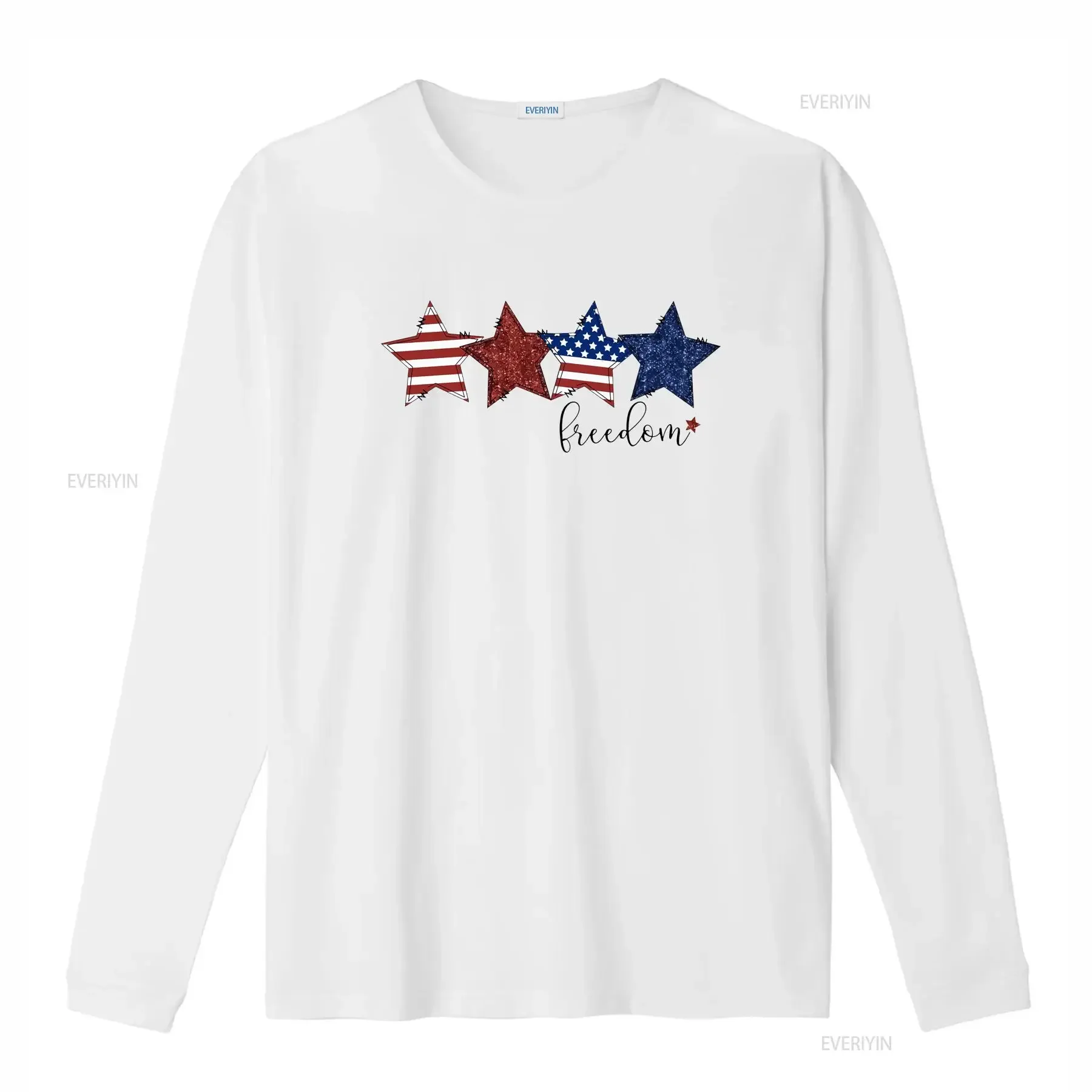 Freedom T Shirt USA Flag 4th of July Womens Star Glitter Logo Fourth Stars vintage Washed fashion Comfortable