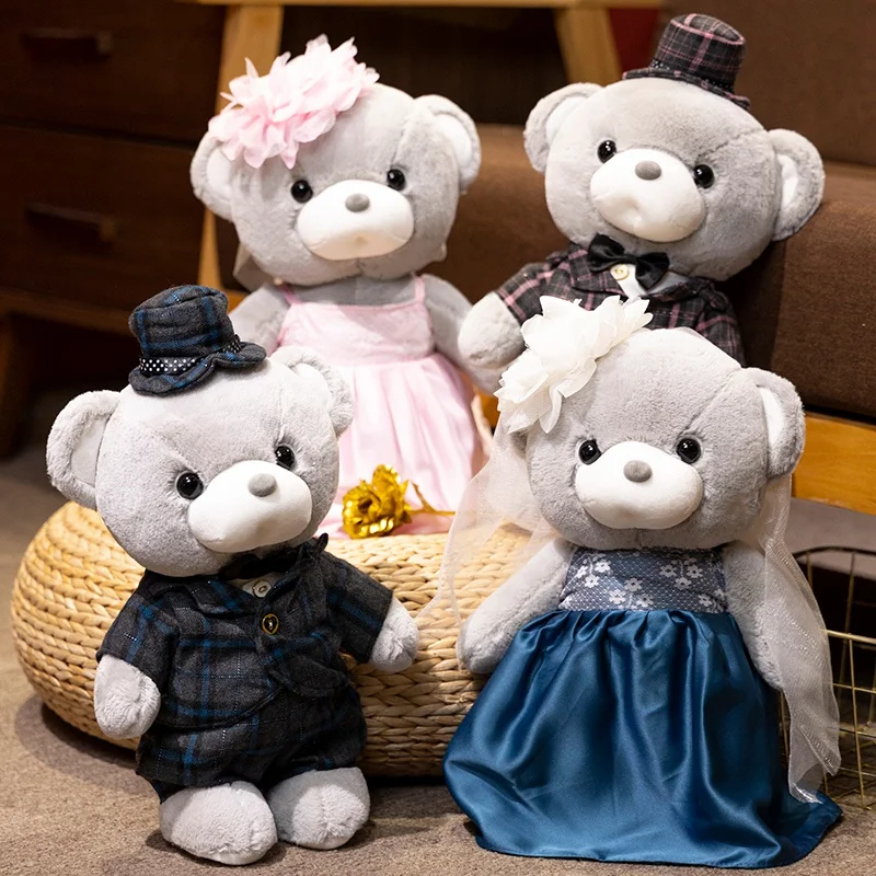 

Hot Kawaii 25/30cm Couple Bear Wedding Bear Doll Soft Stuffed Animals Plush Toys Bride & Groom Best Decor for Girls Lovers Gifts