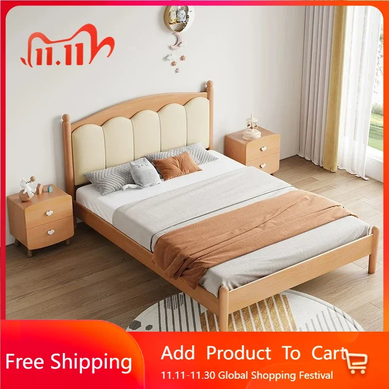 

Wooden Beauty Bed Double Headboards Simple Modern Bedroom Luxury Bed Multifunctional Beauty Simple Muebles Trendy Furniture