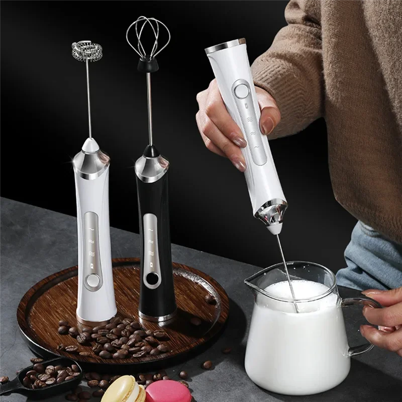 BAAN-Automatic Rotary Whisk Stirrer Electric Egg Beater Handheld Small Stirring Stick White