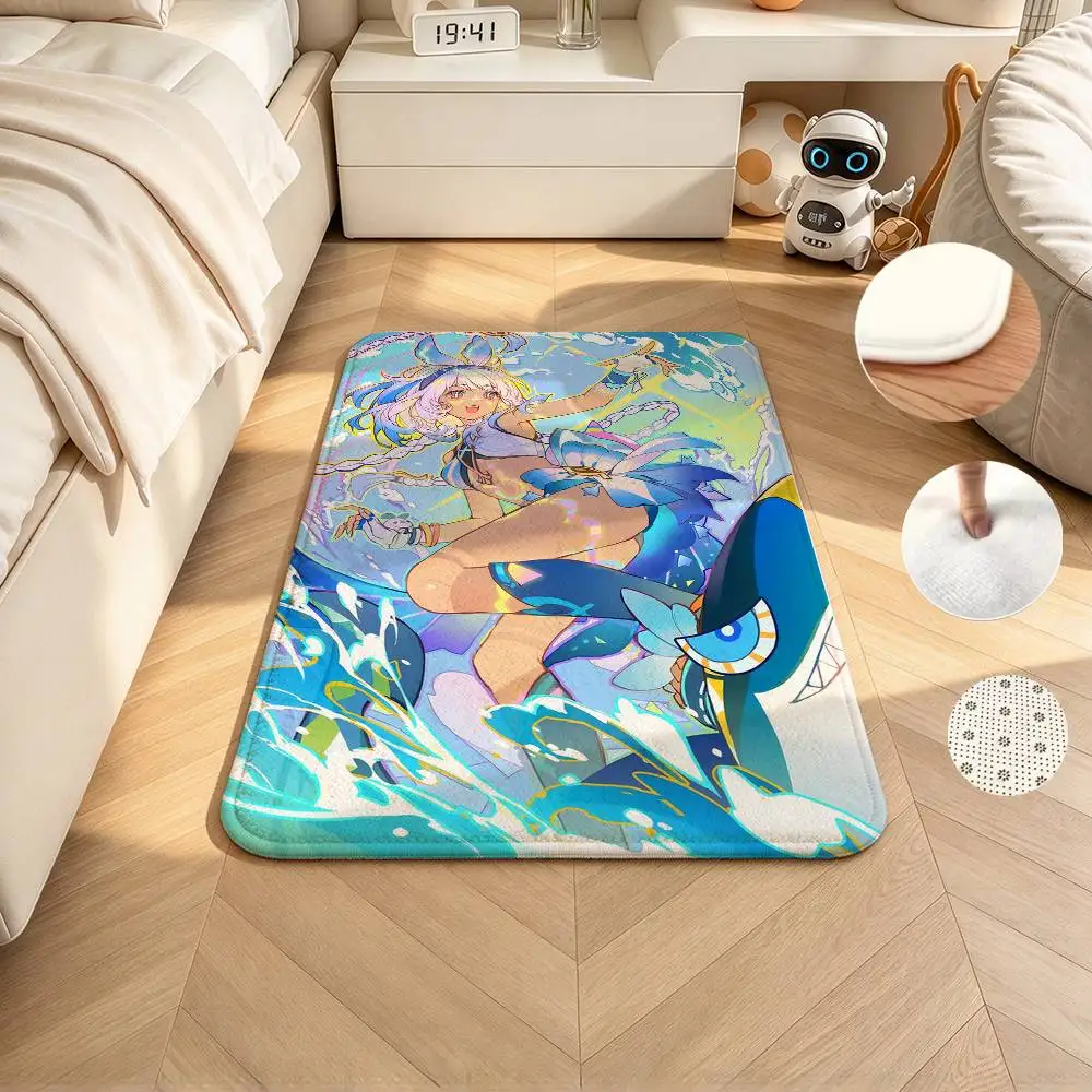 Genshin-Mualani Wavechaser  Short Plush Bathroom Door Mat, Hallway Decor Rug, Home Entry Welcome Floor Mat