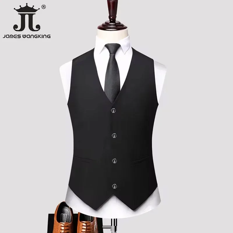 Trajes y chaleco de oficina de negocios de ocio para hombres, vestido de novia de novio, abrigo de cintura, moda de Boutique, Color sólido