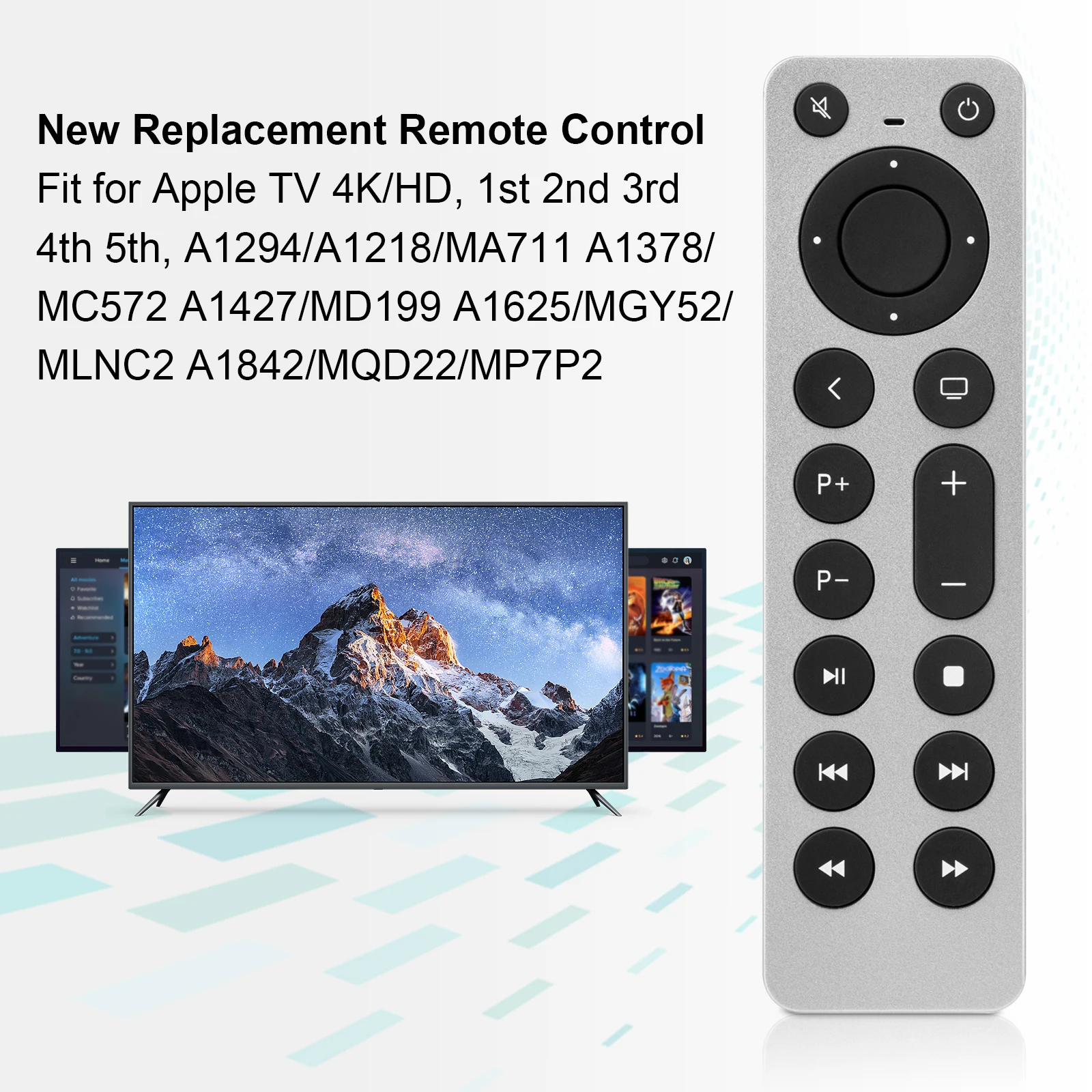 Apple TV用の交換用リモコン,4K,hd,tv 1,2,3,4,hd,a2169,a1842,a1625