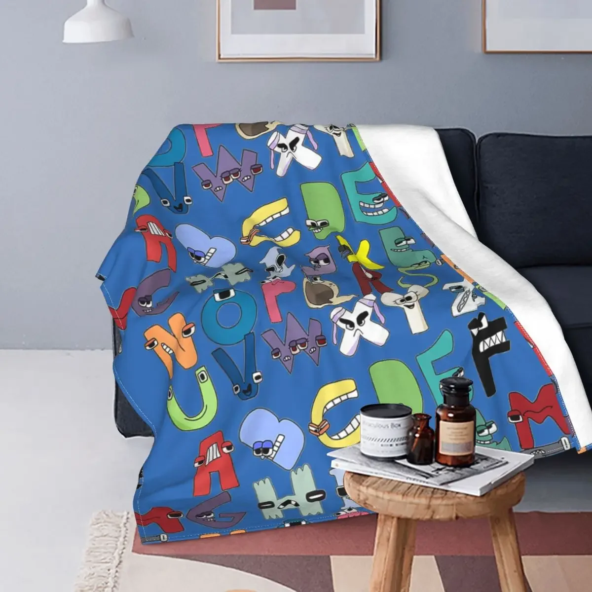 Villain Letter Abc Wool Blanket Boys Matching Evil Alphabet Lore Customized Throw Blankets for Bed Sofa Couch Plush Thin Quilt