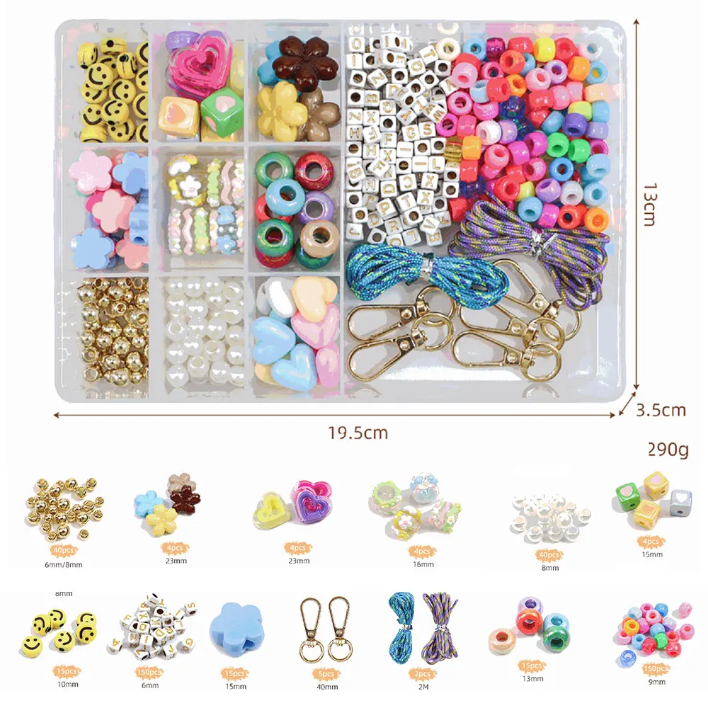448 PCS DIY Keychain Making Kit Beads Pendant Jewelry Bag Craft Supplies Acrylic Make Handmade Gifts Friends Family Gifts view 5
