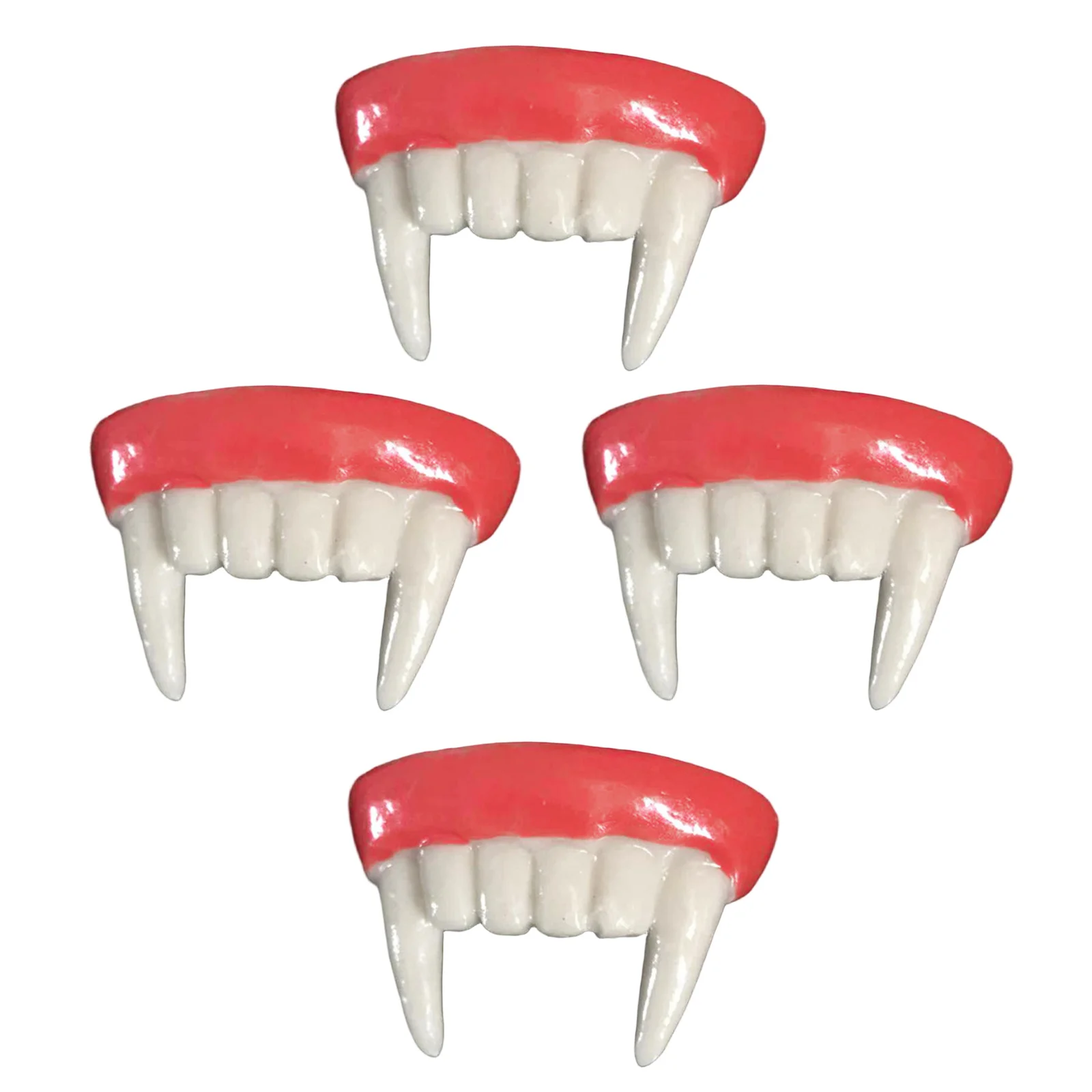 4pcs Realistic Vampire Fangs Fake Teeth Caps For Halloween Cosplay Scary Gothic Costume Accessories Kids Adult Reusable Novelty