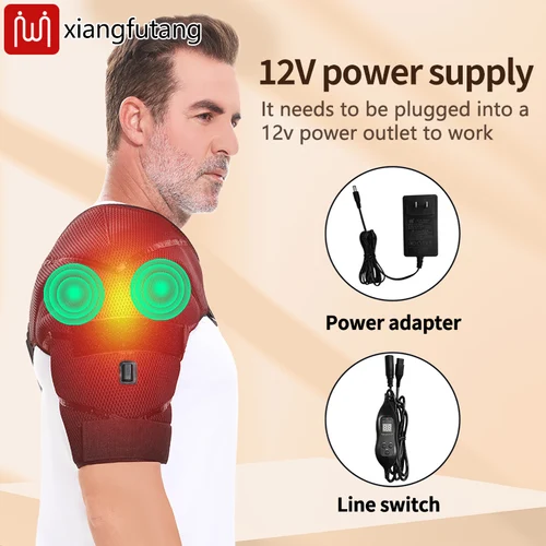 Imagen 2 del producto Hombrera calefactora con masajeador de vibración, 3 niveles de temperatura, urdimbre de hombro calentado para manguito rotador y alivio del dolor muscular