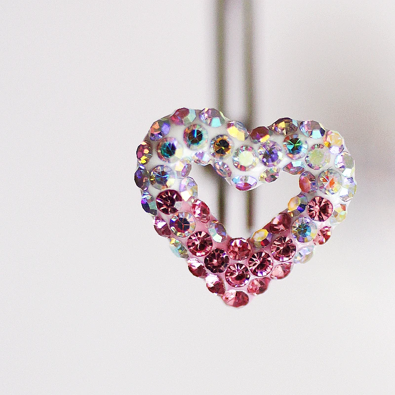 스테인리스 스틸 귀걸이 나선 피어싱 크리스탈 하트 플랫 이어 스터드, 한국 패션 이어 피어싱 나사, 소녀 쥬얼리, 1PC, 신제품