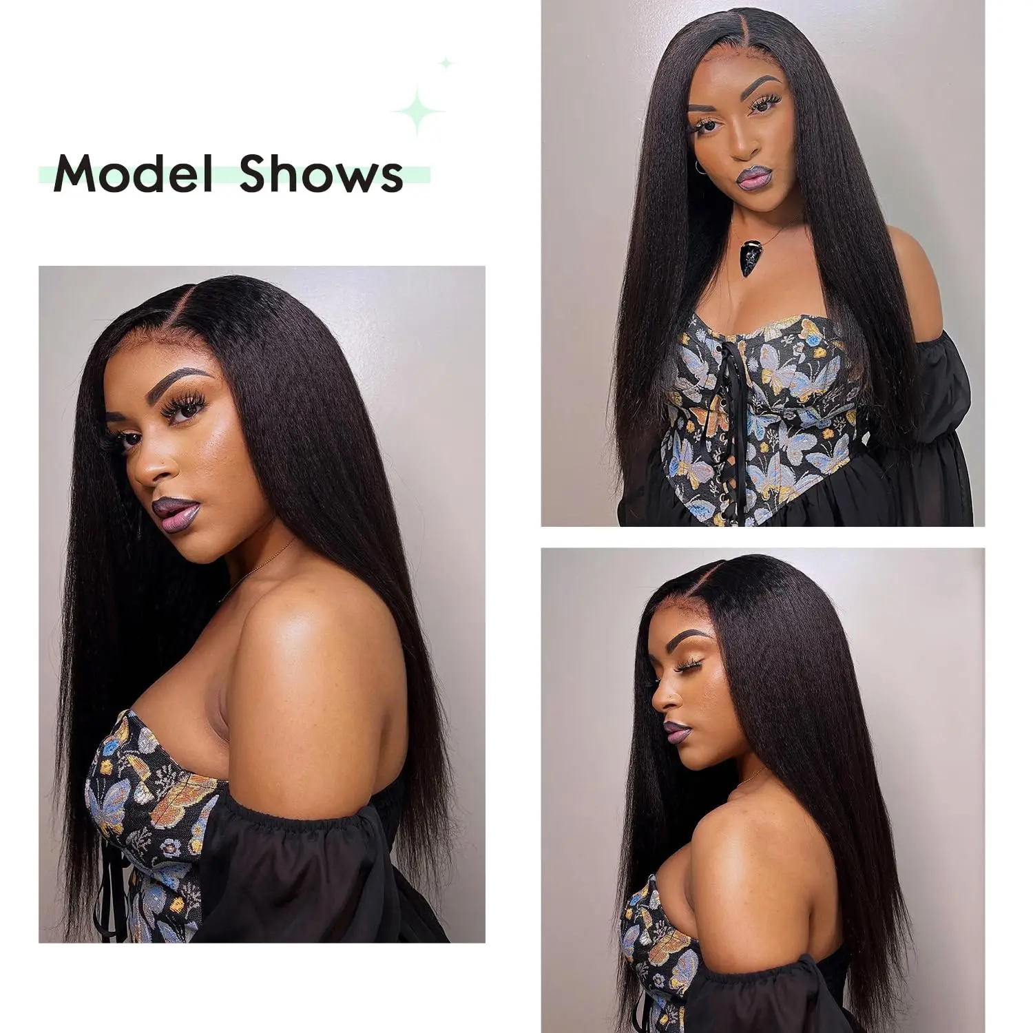 12-26 Inches Synthetic wigs 7 Pieces Yaki Kinky Straight Clip In Hair Extensions Black Hair For Black Women Lady Daily Party Use